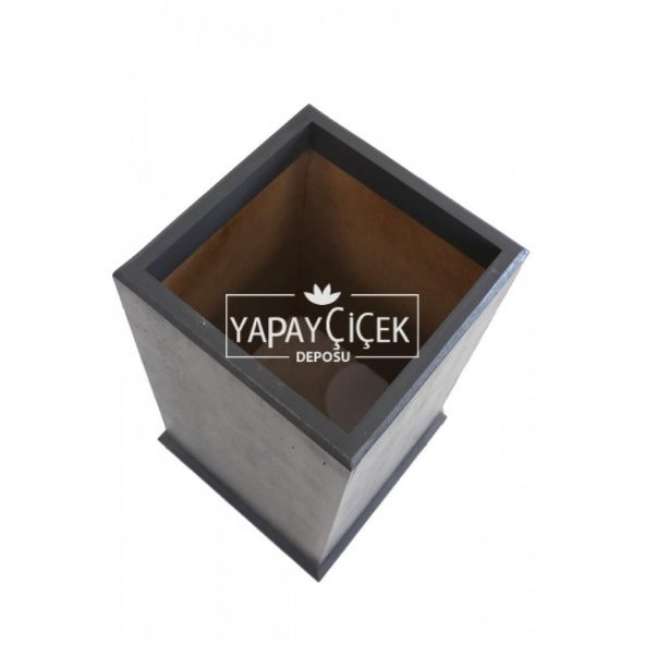 Dekoratif Ahşap MDF Saksı ve Çiçeklik Antrasit Gri 60 cm Düz Model - 2