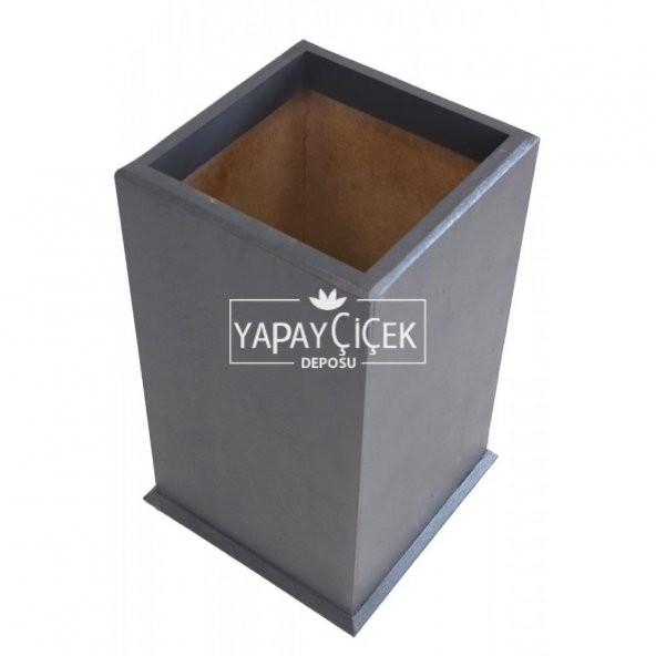 Dekoratif Ahşap MDF Saksı ve Çiçeklik Antrasit Gri 60 cm Düz Model - 3