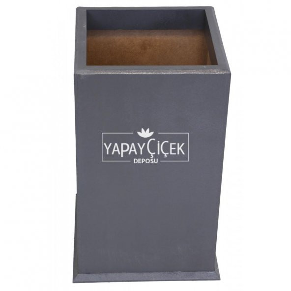 Dekoratif Ahşap MDF Saksı ve Çiçeklik Antrasit Gri 60 cm Düz Model - 5