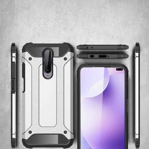 Xiaomi Redmi K30 Kamera Korumalı Armor Hybrid Zırh Kılıf