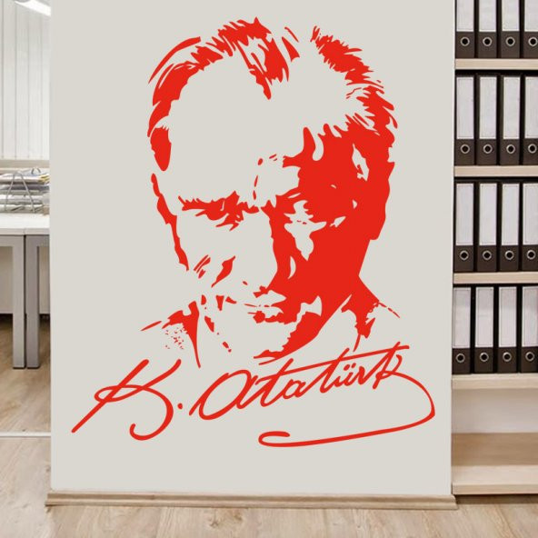 Atatürk Silüeti ve İmzası Duvar Sticker - 3