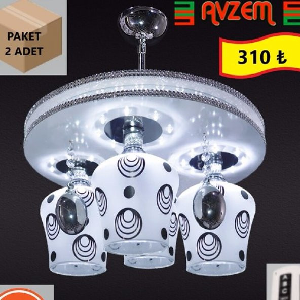 15227500104 / 2750/4-A-LK Beyaz 4 lü Ledli Avize