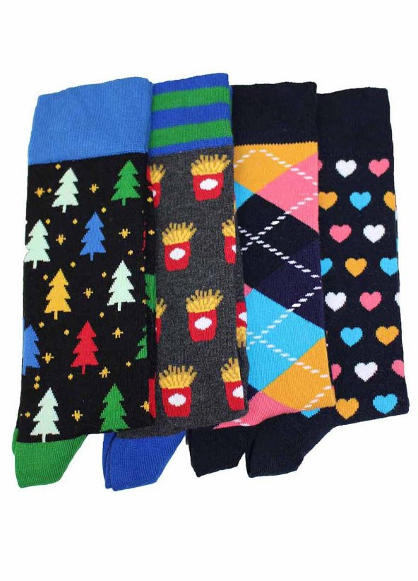 4’lü Avantaj Paket Pamuk Renkli Erkek Çorap