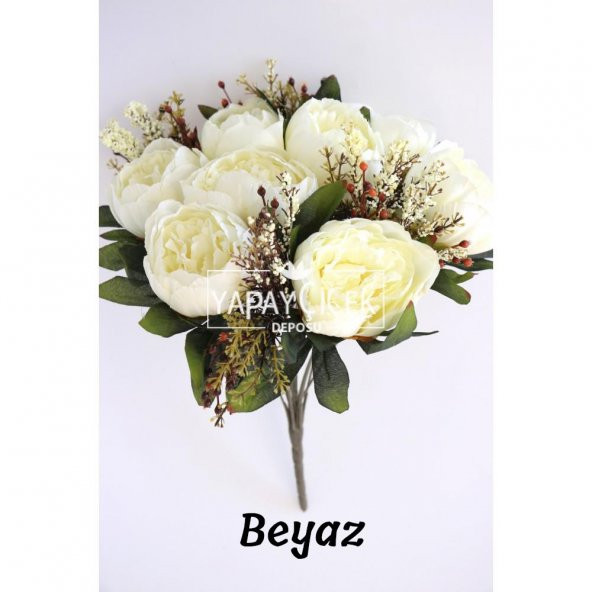 Yapay Çiçek 12 Dallı Lüx Şakayık Gül Aranjmanı 14 Renk - 3