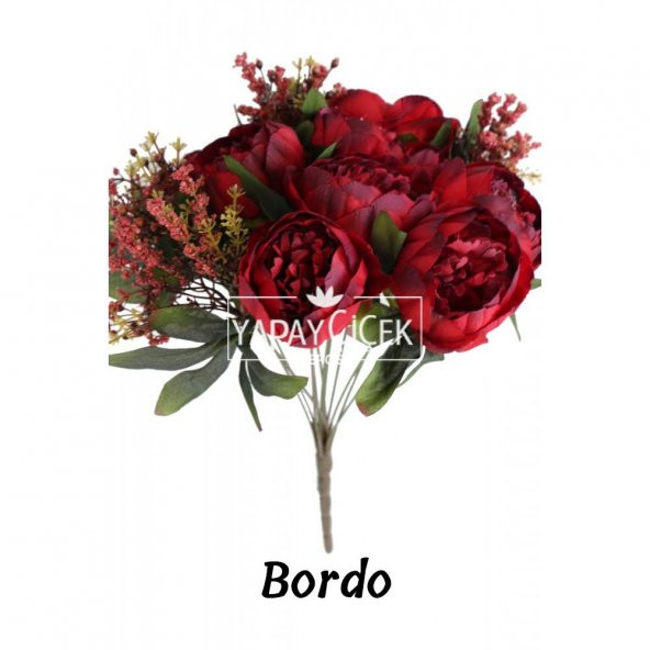 Yapay Çiçek 12 Dallı Lüx Şakayık Gül Aranjmanı 14 Renk - 4