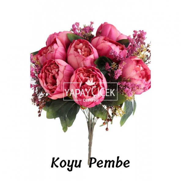 Yapay Çiçek 12 Dallı Lüx Şakayık Gül Aranjmanı 14 Renk - 9