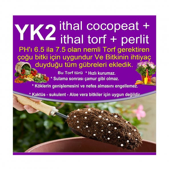 10 LT YK2 cocopeat perlit ile + ithal Torf. Çiçek ve Sebze için Toprak)