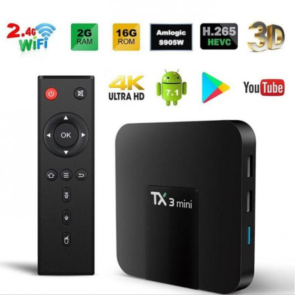 TX3 Mini TV Box 2GB+16GB Kodı 4K Android 7.1