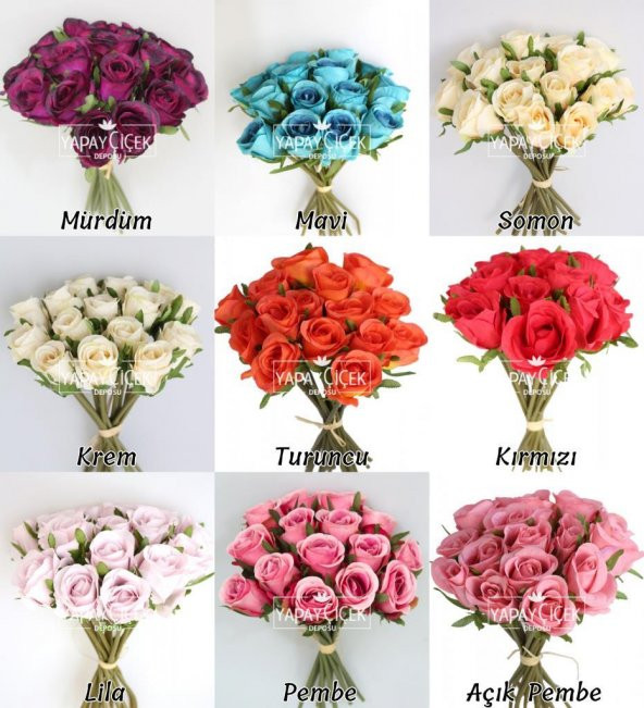 Yapay Çiçek 15li Lux Tomur Gül Buketi 9 Renk