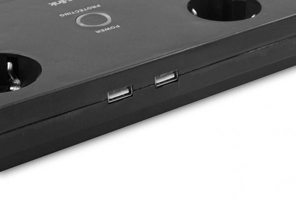 S-link SPG3081 2m 2xUSB=2.4a 3G1.5mm2 900 Joule 8li Akım Korumalı BEYAZ Priz - 2