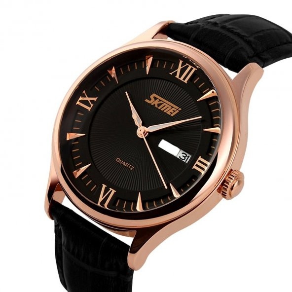 Skmei 9091 Klasik Erkek Kol Saati Rose Gold Siyah Lüks Saat - 2
