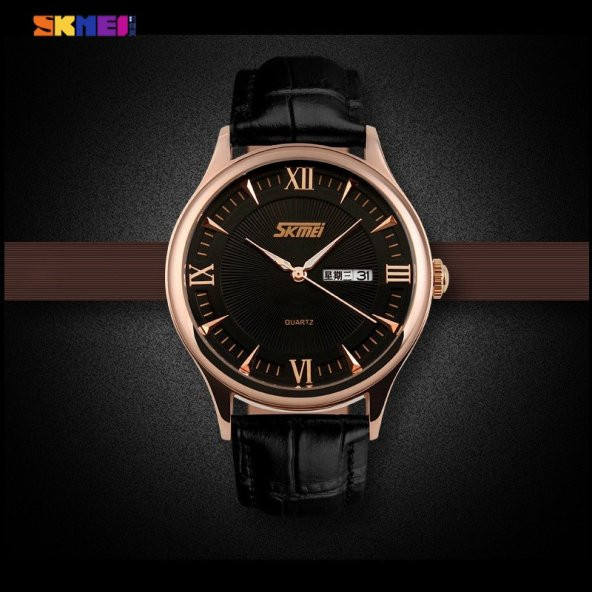 Skmei 9091 Klasik Erkek Kol Saati Rose Gold Siyah Lüks Saat - 3