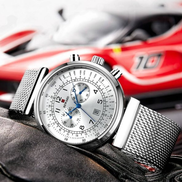 Reward Sade Tasarım Erkek Kol Saati Gümüş Hasır Kordon Saat - 2