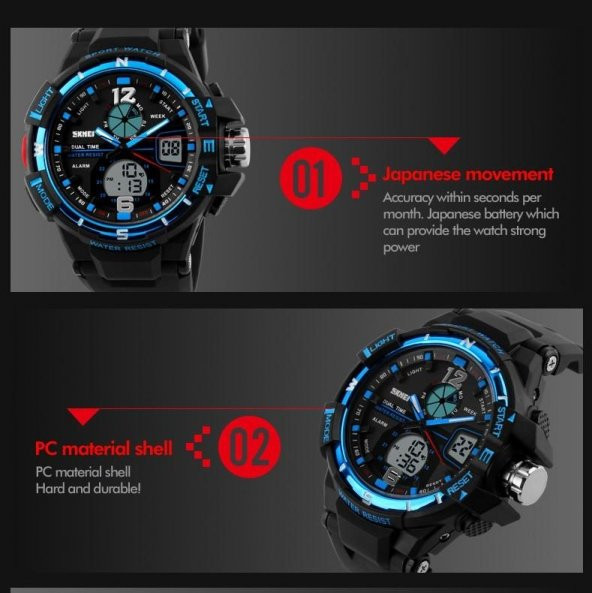 Skmei 1148 Erkek Kol Saati Analog Dijital Spor Saat - 7