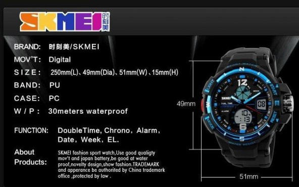 Skmei 1148 Erkek Kol Saati Analog Dijital Spor Saat - 11