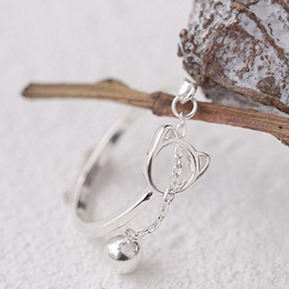 Çıngıraklı Kedili Bayan Yüzük - 3