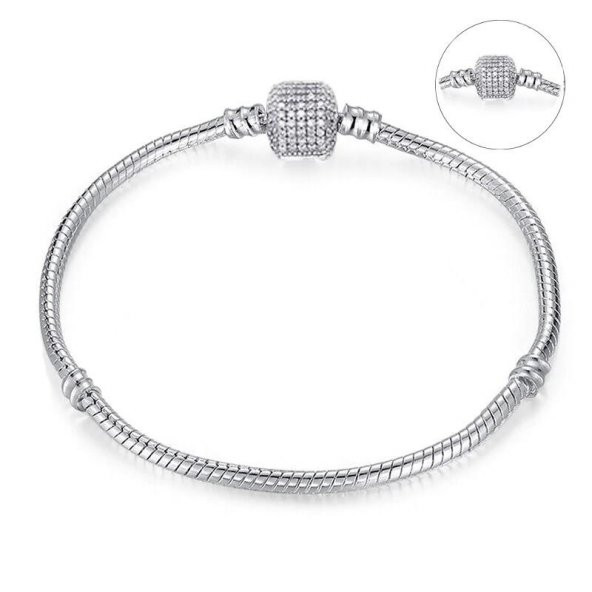 Pandora Model Taşlı 19cm Bayan Bileklik-Gümüş Renk