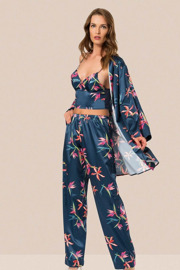 Moongirl Saten Pijama Takım - 007 - 2