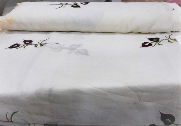 Taç Keten Kesme Tül-Nakışlı-Perdelik - 4
