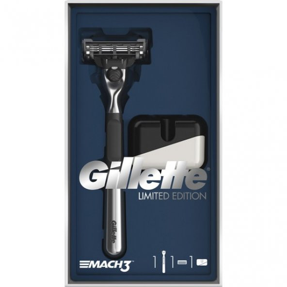Gillette Mach3 Tıraş Makinesi Özel Seri Krom Kaplama + (Tıraş Makinesi Standı)