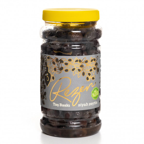 Rezen Gemlik Taş Baskı Doğal Fermente Siyah Zeytin 1 Kg (Dane İrilik 261-320)