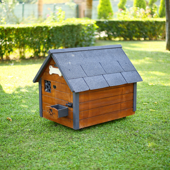 Mandu Isı Yalıtımlı Ahşap Köpek Kulübesi (Medıum) - 4