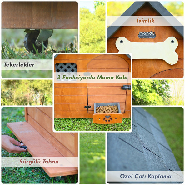 Mandu Isı Yalıtımlı Ahşap Köpek Kulübesi (Medıum) - 6