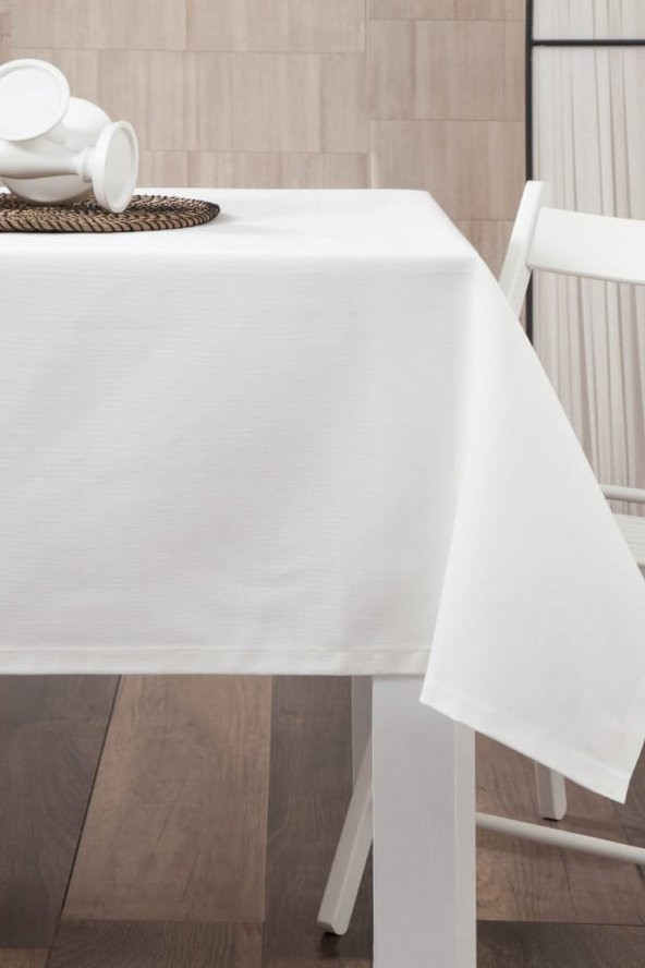 Zeren Home Dertsiz Düz Mutfak Masa Örtüsü Beyaz 150cm x 200cm