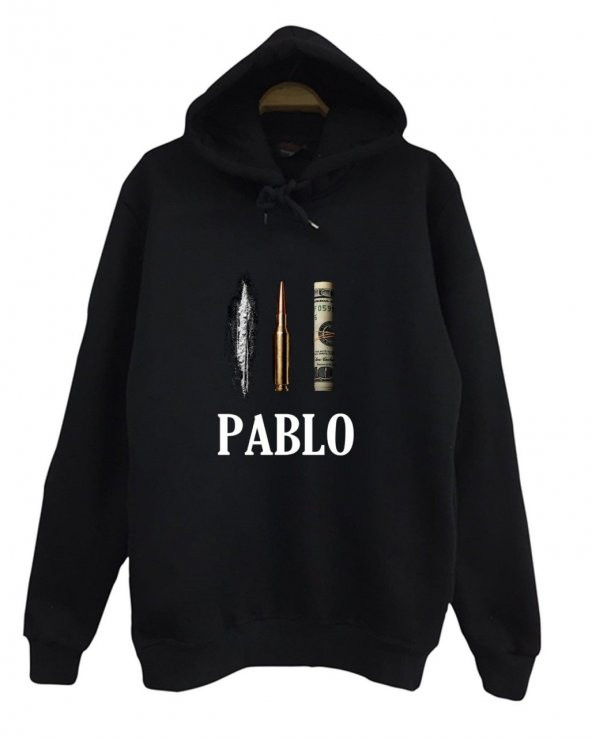 Pablo Escobar Baskılı Kapüşonlu Sweatshirt