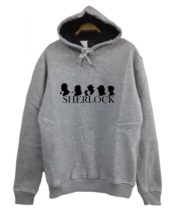 Sherlock Holmes Baskılı Kapüşonlu Sweatshirt