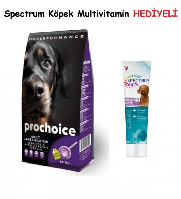 ProChoice Yetişkin Kuzulu Köpek Maması 12 Kg + Spectrum Multivitamin HEDİYELİ