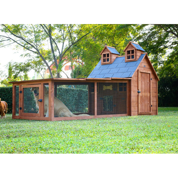 "Mandu" Bahçeli Ultra Lüks Ahşap Köpek Kulübesi (Evi)