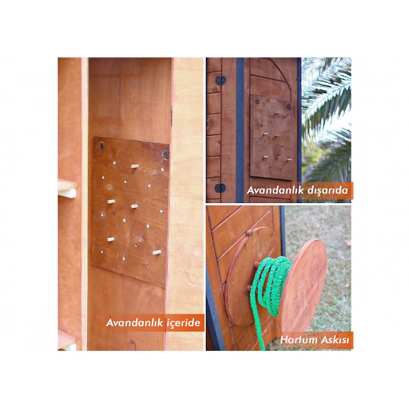 "MANDU" Ahşap Çok Amaçlı Bahçe Depolama Dolabı - 5