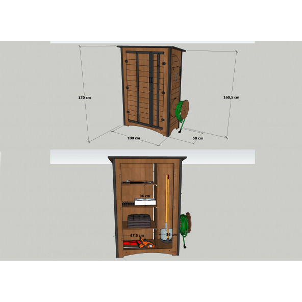 "MANDU" Ahşap Çok Amaçlı Bahçe Depolama Dolabı - 6