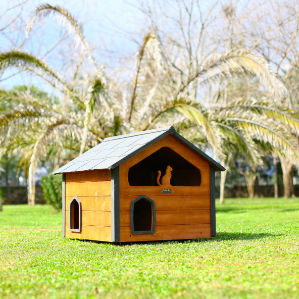 MANDU AHŞAP TERASLI (DUBLEX) KEDİ EVİ - 3