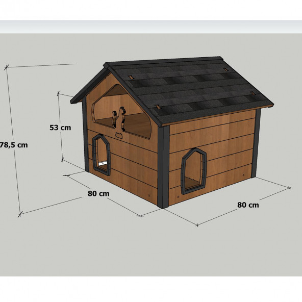 MANDU AHŞAP TERASLI (DUBLEX) KEDİ EVİ - 5