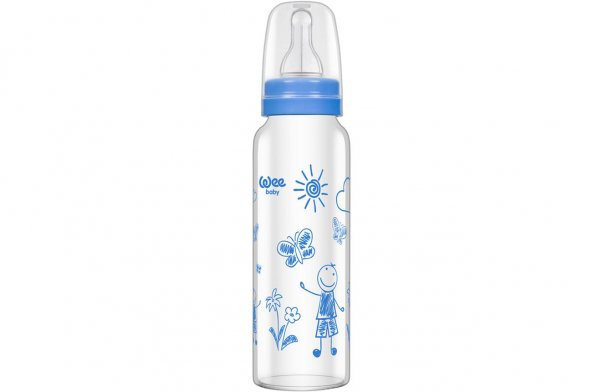 Wee Baby Isıya Dayanıklı Cam Biberon 240ml Mavi