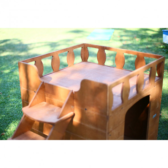 Mandu Ahşap Dublex Köpek Kulübesi (Teraslı) - 5