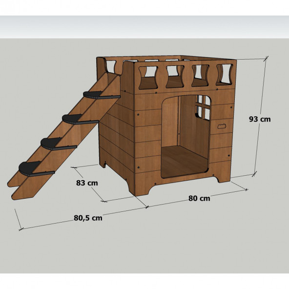 Mandu Ahşap Dublex Köpek Kulübesi (Teraslı) - 6