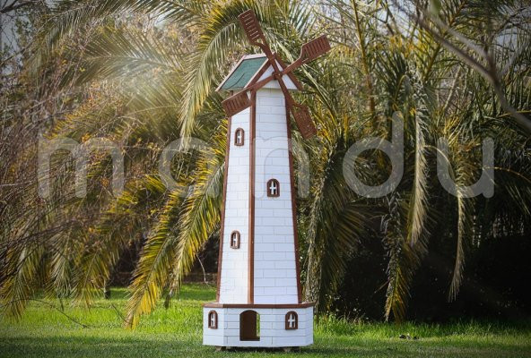 MANDU Ahşap Yel Değirmenli Kedi Evi