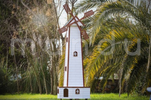 MANDU Ahşap Yel Değirmenli Kedi Evi - 2