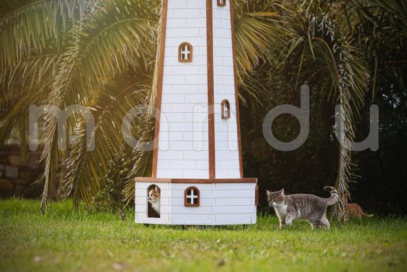 MANDU Ahşap Yel Değirmenli Kedi Evi - 5