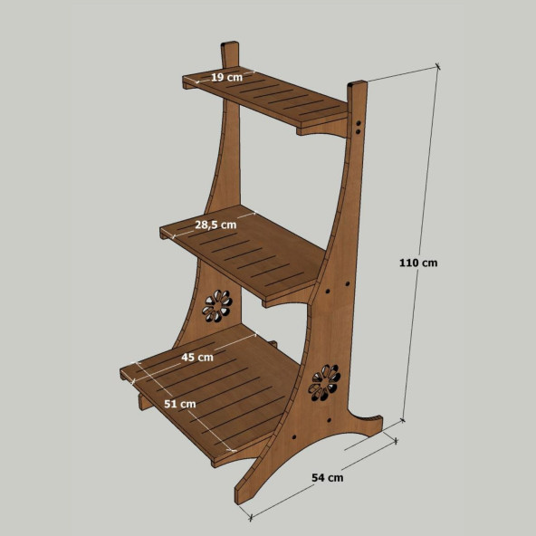MANDU Ahşap Saksı Rafı - 3
