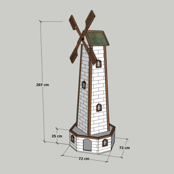 MANDU Ahşap Yel Değirmenli Kedi Evi - 6