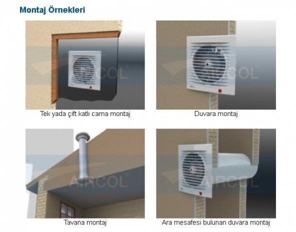 Aircol 200lük Banyo, Wc, Tuvalet Fanı / Aspiratörü 350 m³/h - 2