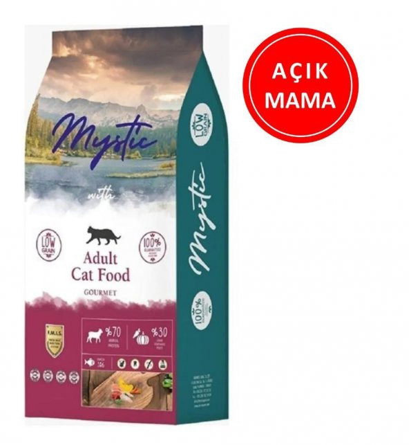 Mystic Az Tahıllı Yetişkin Kedi Maması Gurme 1 Kg AÇIK