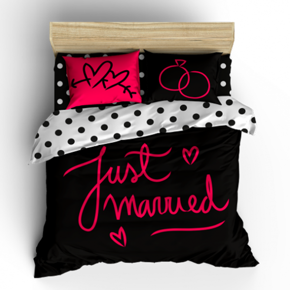 Çift Kişilik Just Married Nevresim Takımı