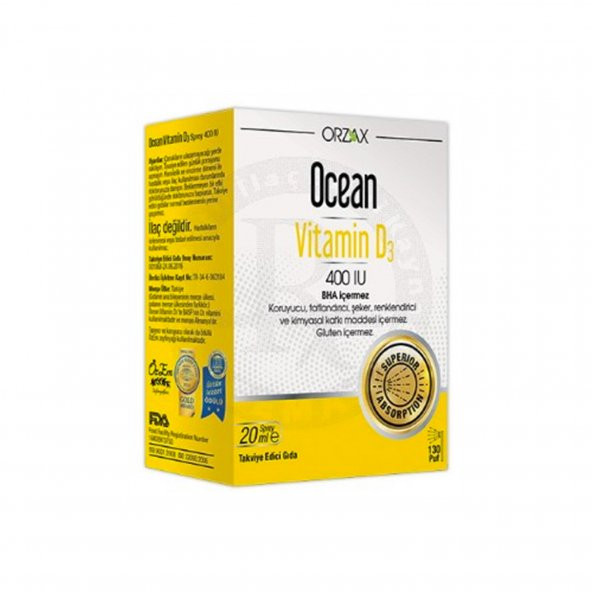 Orzax Ocean Vitamin D3 400 IU 20 ml SKT:02/2022