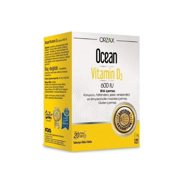 Orzax Ocean Vitamin D3 600 IU 20 ml SKT:02/2022