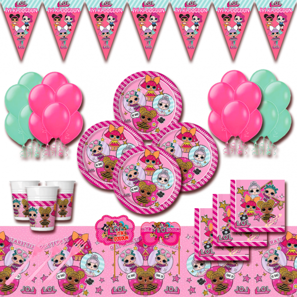 LOL Bebek lol Doğum Günü Parti Malzemeleri Süsleri Set 16 Kişilik
